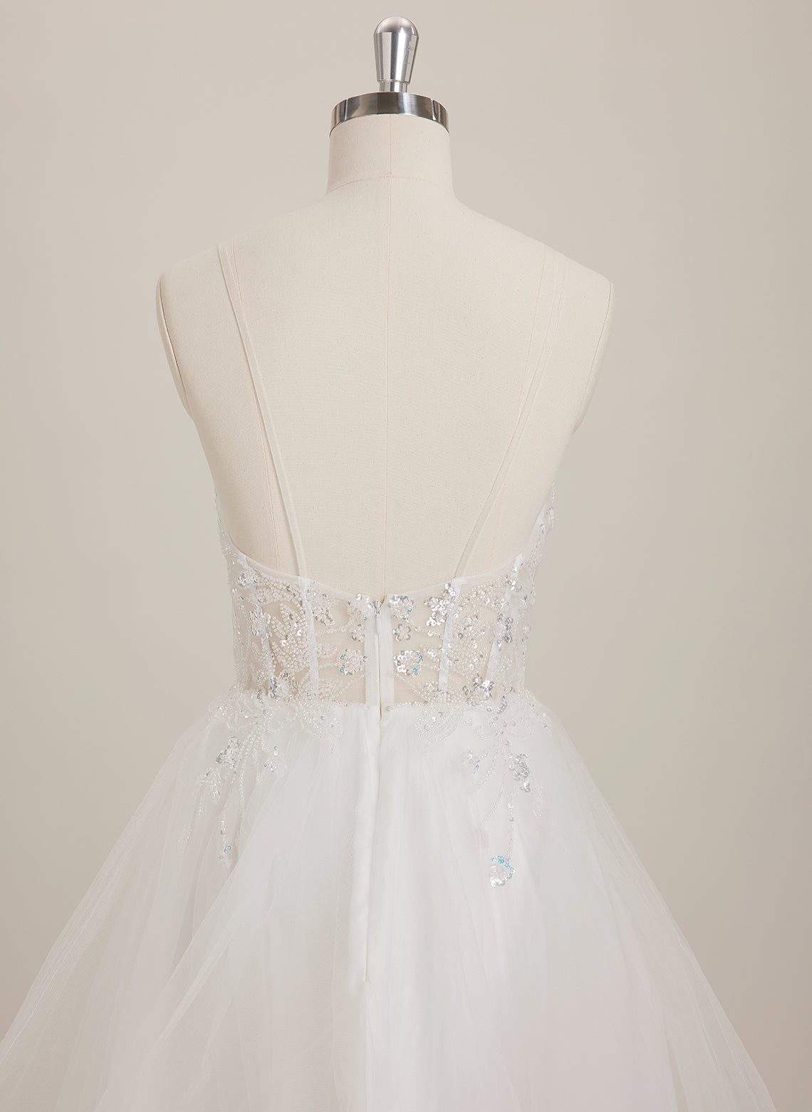 Ball-Gown/Princess V-Neck Short Tulle Mini Dress With Beading Sequins