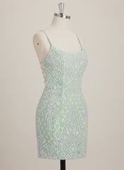 Sheath/Column Scoop Short Sequin Mini Dress