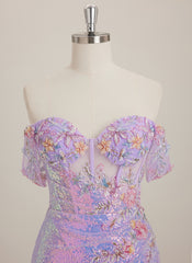 Sheath/Column Off the Shoulder Short Lace Mini Dress With Beading Sequins Appliques Lace