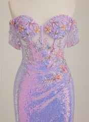 Sheath/Column Off the Shoulder Short Lace Mini Dress With Beading Sequins Appliques Lace