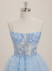 A-line Square Short Tulle Mini Dress With Beading Sequins