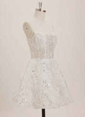 A-line Straight Short Tulle Mini Dress With Beading Sequins