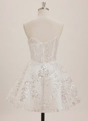 A-line Straight Short Tulle Mini Dress With Beading Sequins
