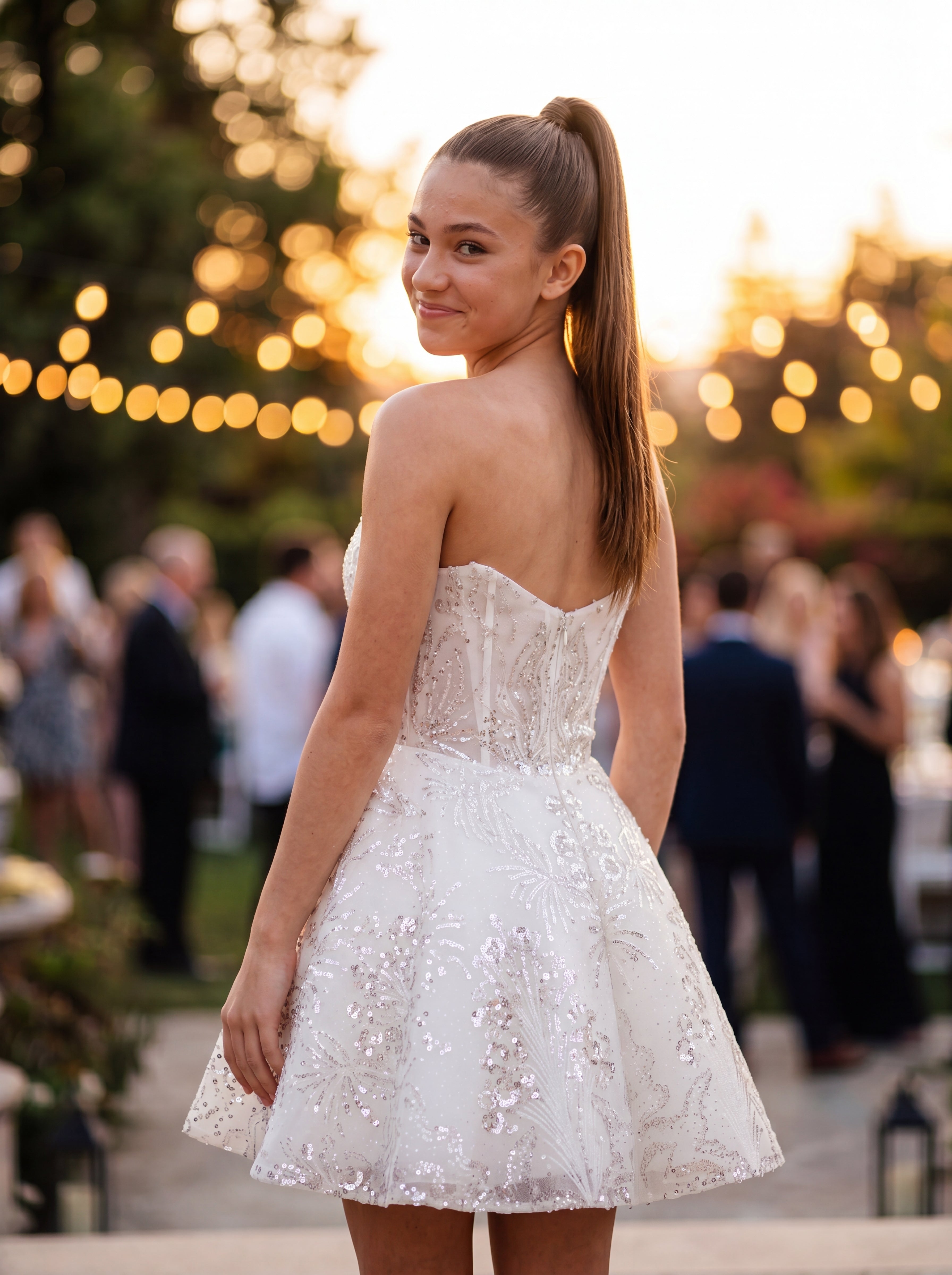 A-line Straight Short Tulle Mini Dress With Beading Sequins
