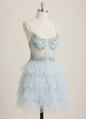 Ball-Gown/Princess Scoop Short Tulle Mini Dress With Rhinestone Sequins Beading