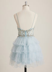 Ball-Gown/Princess Scoop Short Tulle Mini Dress With Rhinestone Sequins Beading