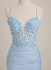 Sheath/Column V-Neck Short Jersey Mini Dress With Pleated Sequins