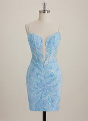 Sheath/Column V-Neck Short Sequin Mini Dress