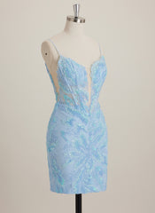 Sheath/Column V-Neck Short Sequin Mini Dress