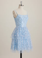 Ball-Gown/Princess Square Short Sequin Mini Dress With Sequins