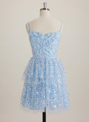 Ball-Gown/Princess Square Short Sequin Mini Dress With Sequins