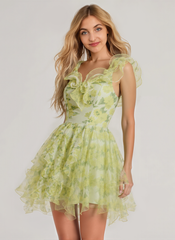 Ball-Gown/Princess Asymmetrical Short Tulle Mini Dress With Ruffle