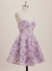 A-line Sweetheart Short Lace Mini Dress With Flower