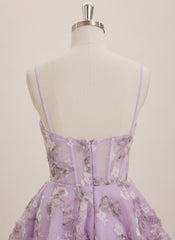 A-line Sweetheart Short Lace Mini Dress With Flower