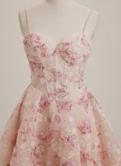 A-line Sweetheart Short Tulle Mini Dress With Flower