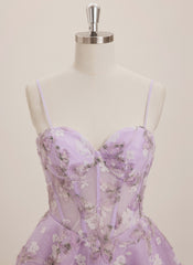 A-line Sweetheart Short Lace Mini Dress With Flower