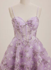 A-line Sweetheart Short Lace Mini Dress With Flower