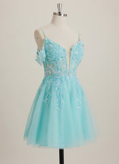 A-line Off the Shoulder Short Tulle Mini Dress With Beading Sequins