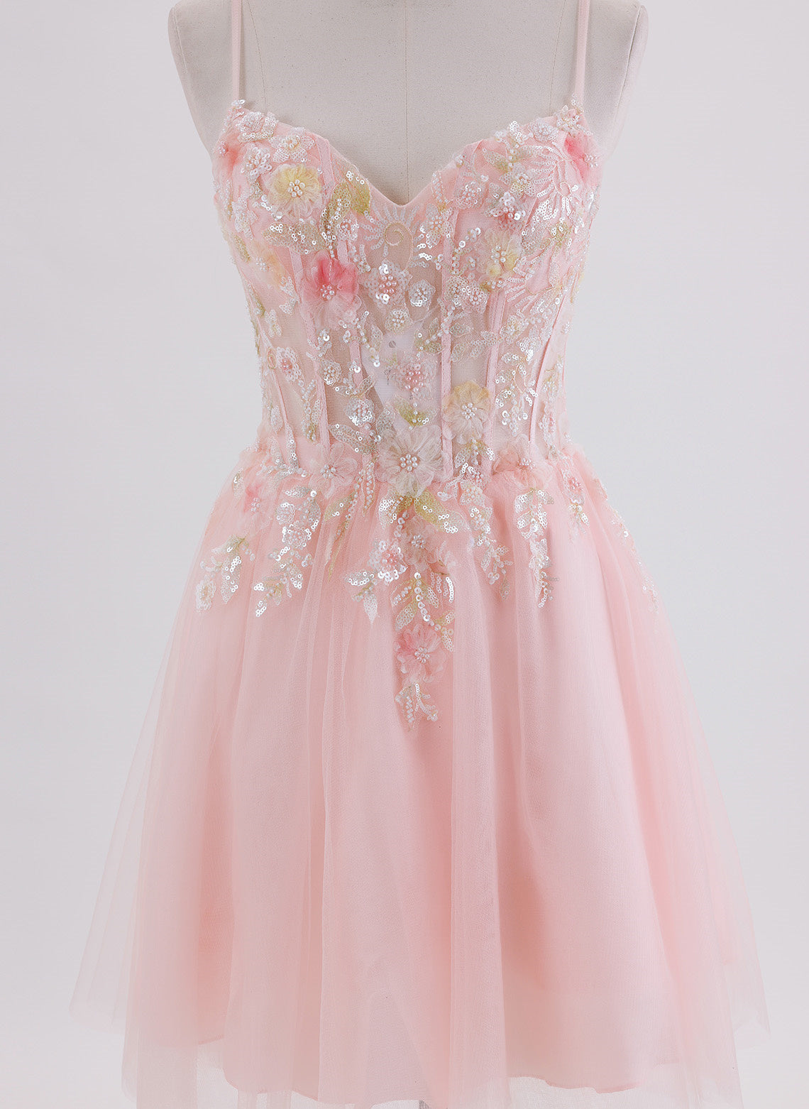 A-line Short Tulle Homecoming Dress With Sequins