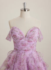 Ball-Gown/Princess Sweetheart Short Tulle Mini Dress With Cascading Ruffles Pleated
