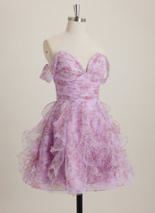 Ball-Gown/Princess Sweetheart Short Tulle Mini Dress With Cascading Ruffles Pleated