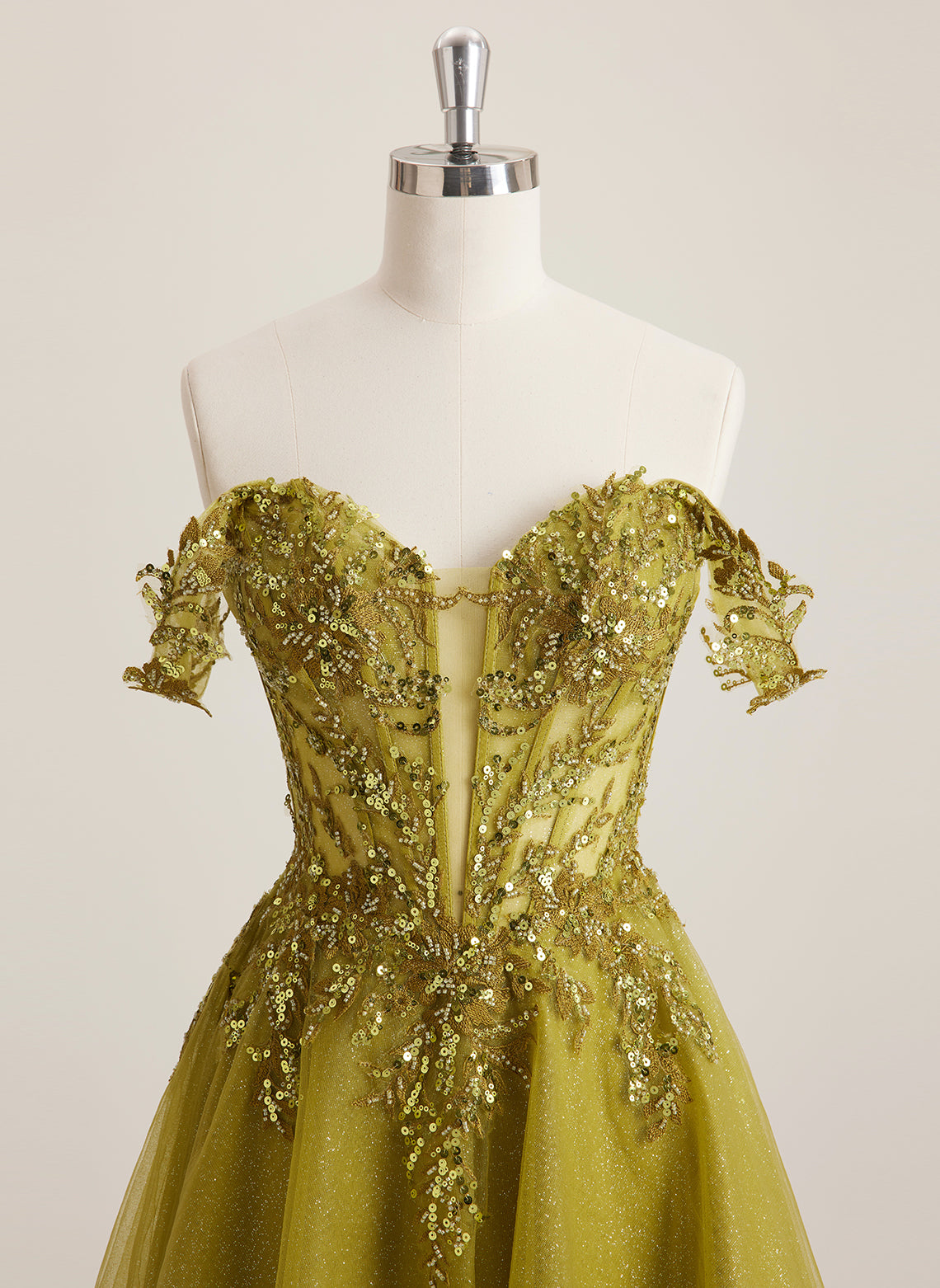 A-line Off the Shoulder Short Tulle Mini Dress With Beading Appliques Lace Sequins