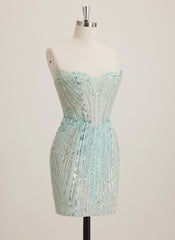 Sheath/Column Sweetheart Short Sequin Mini Dress With Beading Sequins