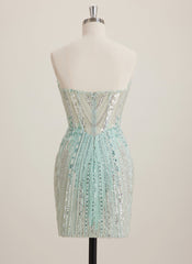 Sheath/Column Sweetheart Short Sequin Mini Dress With Beading Sequins