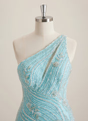 Sheath/Column One Shoulder Short Sequin Mini Dress With Beading Sequins