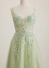 A-line V-Neck Tulle Mini Dress With Sequins