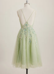 A-line V-Neck Tulle Mini Dress With Sequins