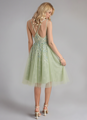 A-line V-Neck Tulle Mini Dress With Sequins
