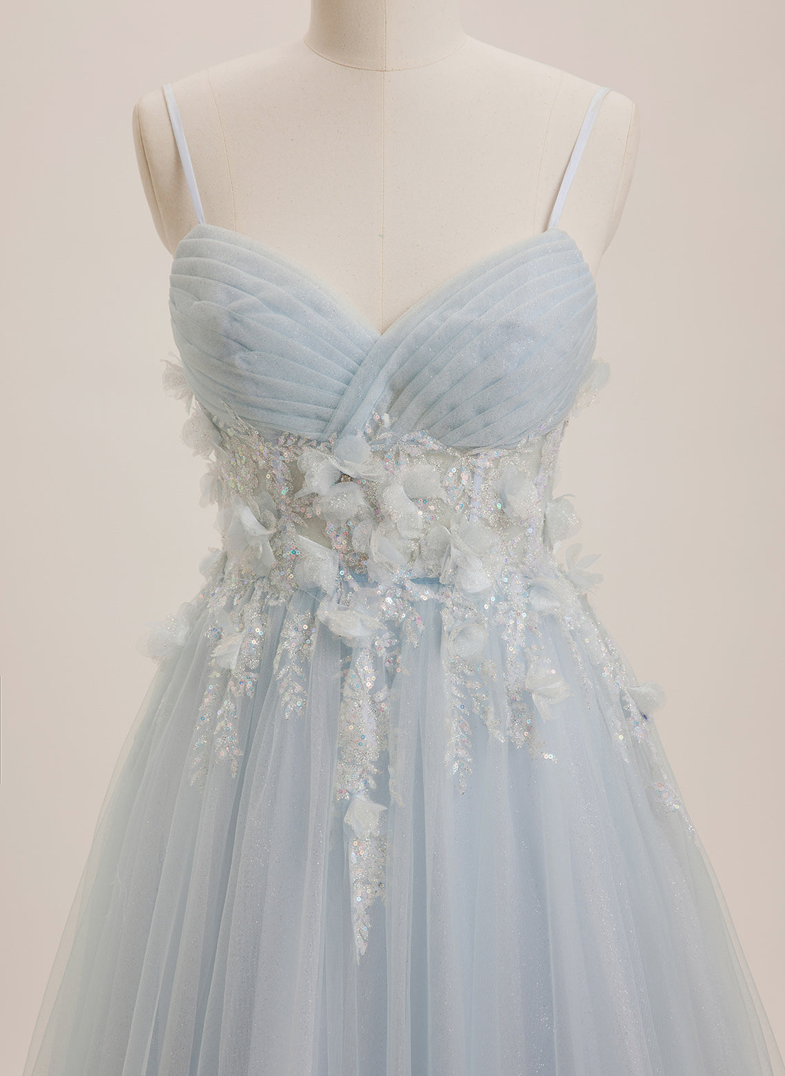 Ball-Gown/Princess V-Neck Floor-Length Jersey Maxi Dresses With Sequins 3D Floral