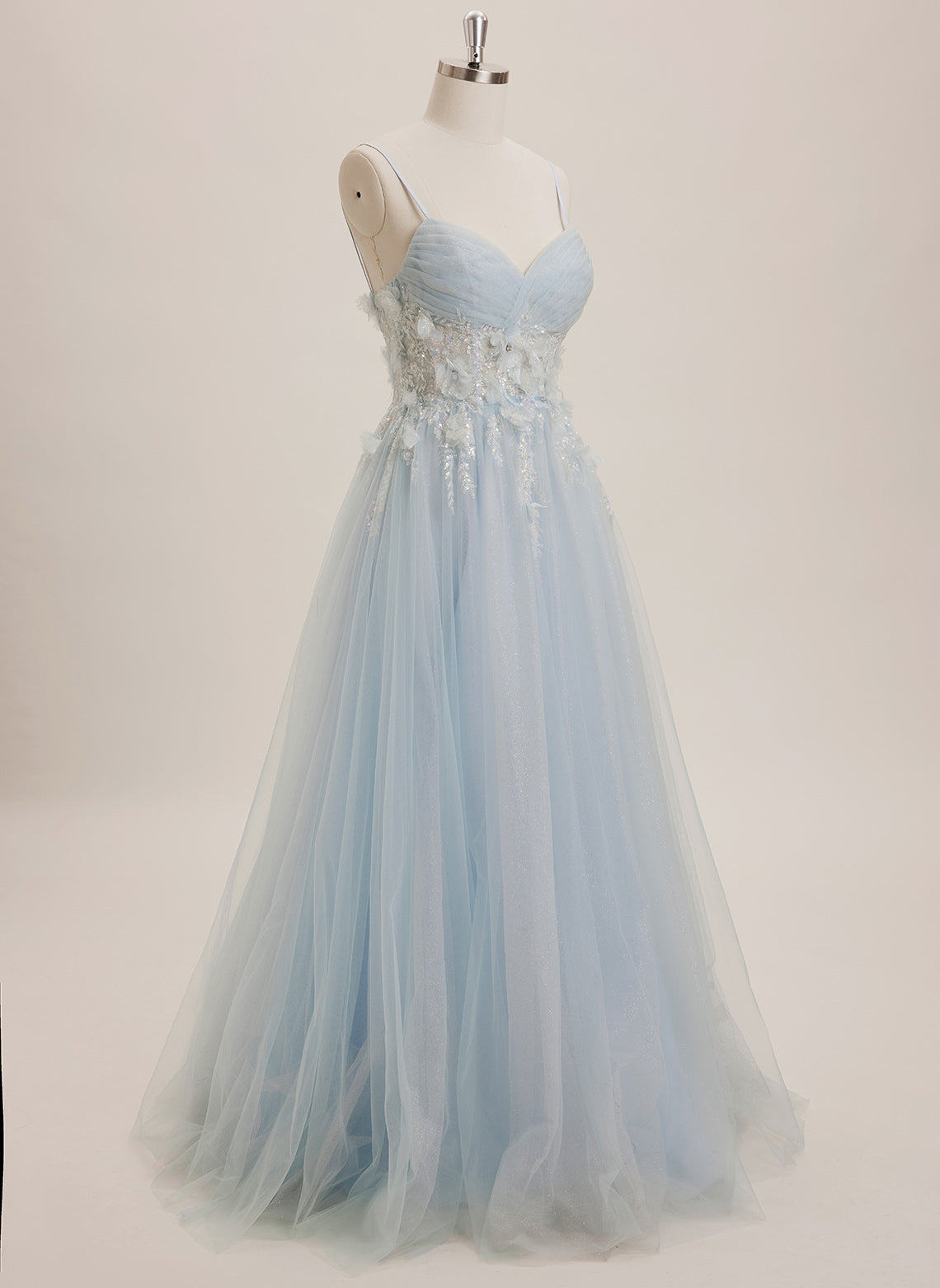 Ball-Gown/Princess V-Neck Floor-Length Jersey Maxi Dresses With Sequins 3D Floral