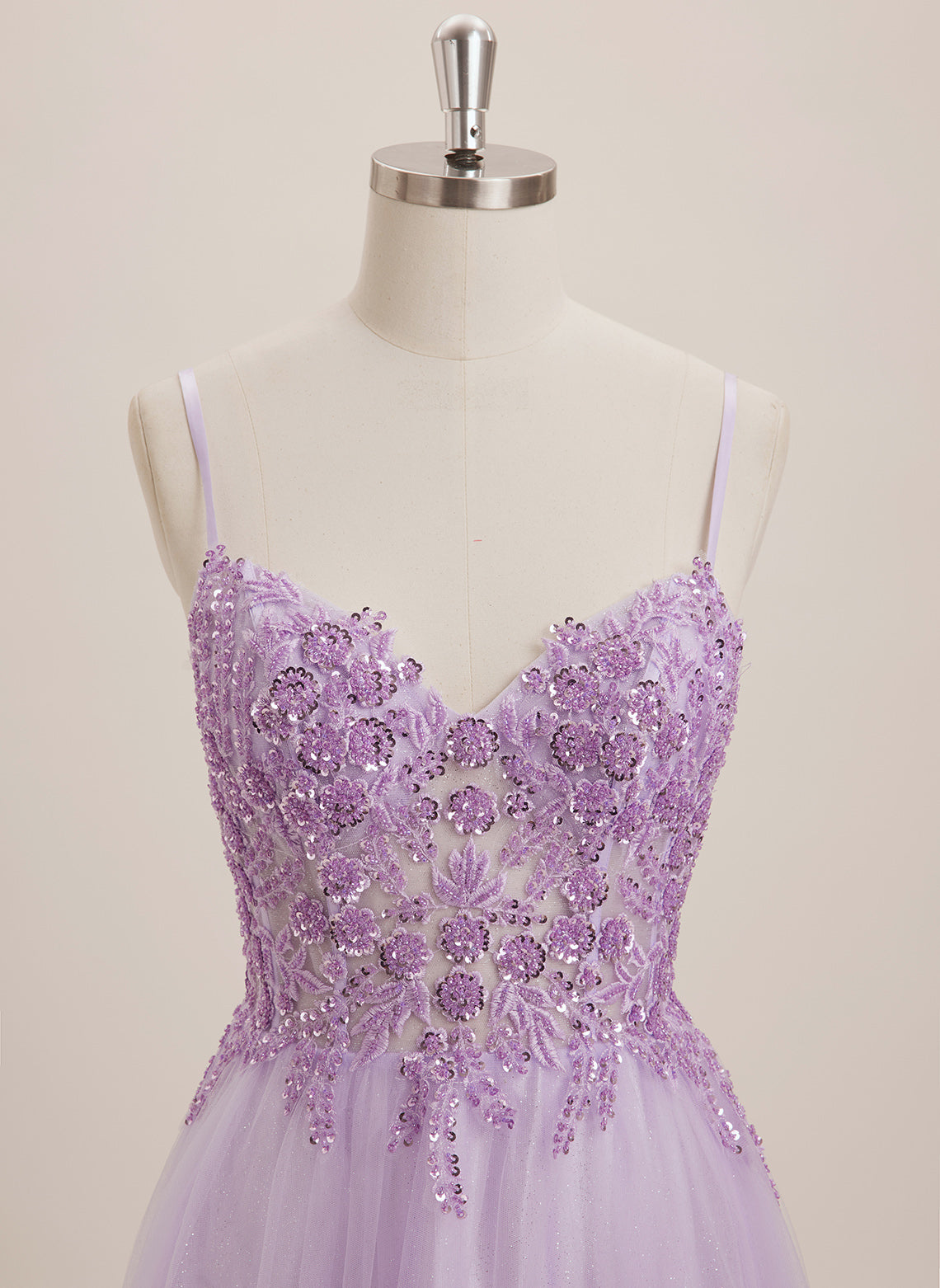A-line V-Neck Floor-Length Tulle Maxi Dresses With Sequins