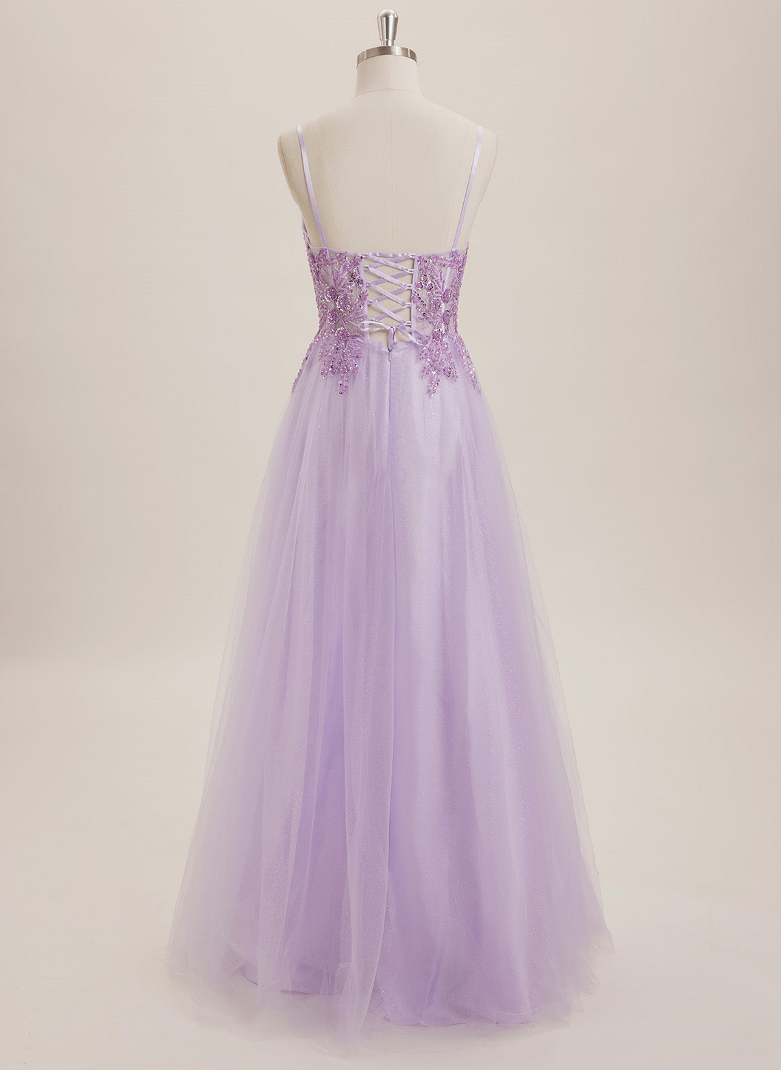 A-line V-Neck Floor-Length Tulle Maxi Dresses With Sequins
