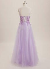 A-line V-Neck Floor-Length Tulle Maxi Dresses With Sequins