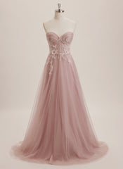 Ball-Gown/Princess Sweetheart Sweep Train Tulle Maxi Dresses With Sequins 3D Floral