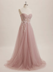 Ball-Gown/Princess Sweetheart Sweep Train Tulle Maxi Dresses With Sequins 3D Floral