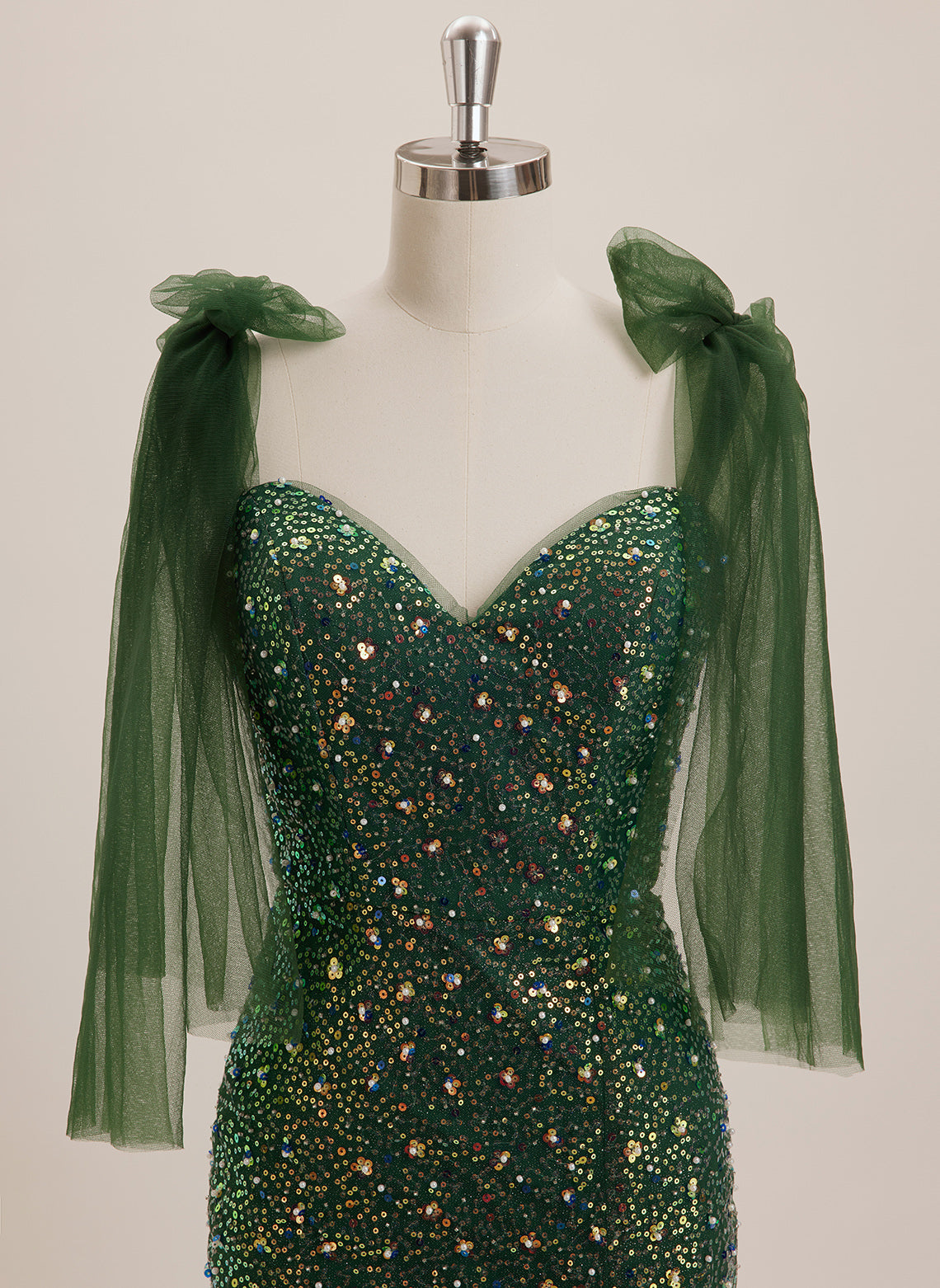 Trumpet/Mermaid V-Neck Sweep Train Sequin Maxi Dresses With Bow Sequins Beading