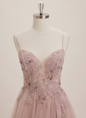 Ball-Gown/Princess V-Neck Floor-Length Tulle Maxi Dresses With Sequins