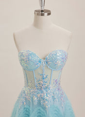 Ball-Gown/Princess Sweetheart Sweep Train Tulle Maxi Dresses With Sequins
