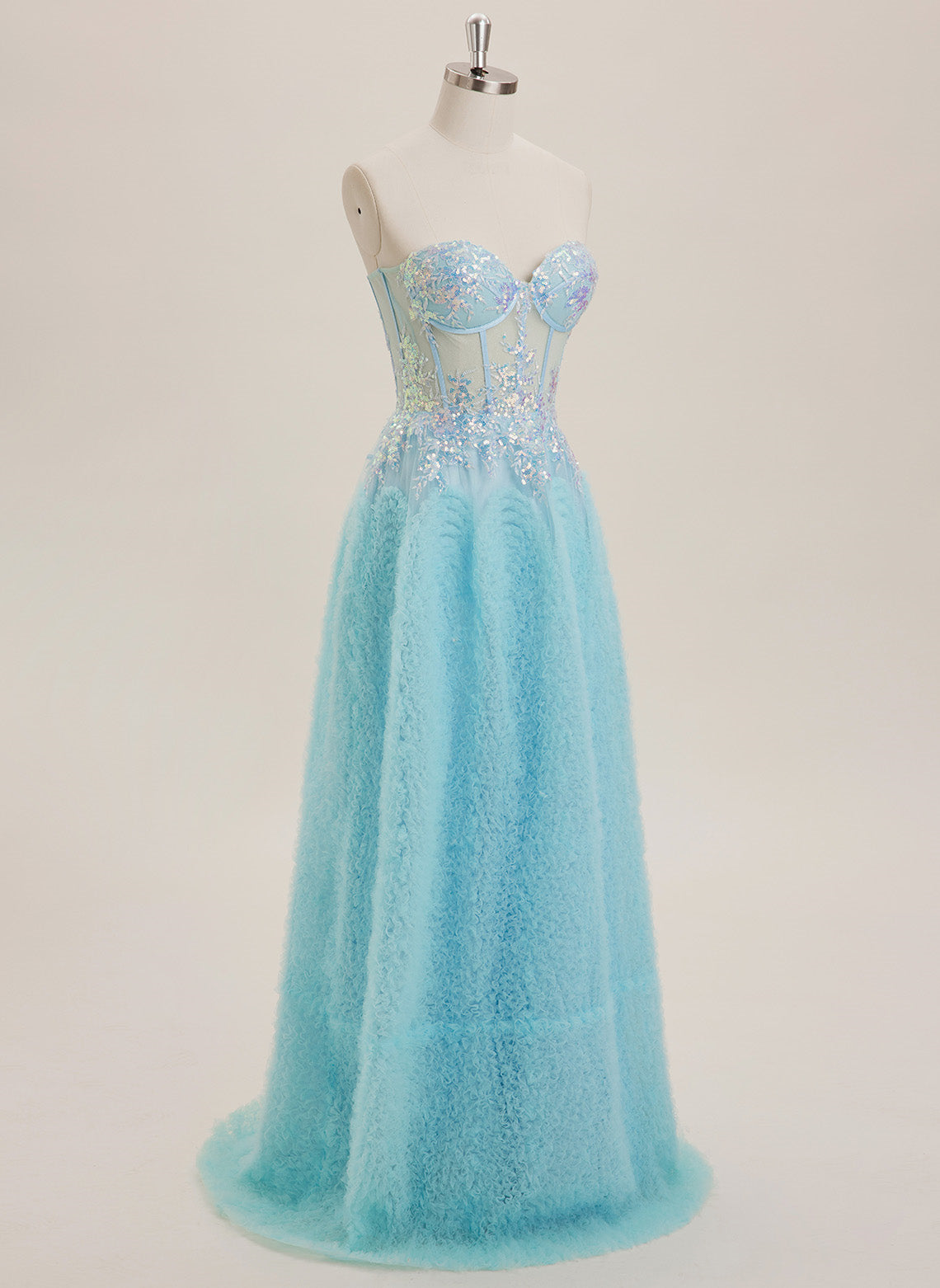 Ball-Gown/Princess Sweetheart Sweep Train Tulle Maxi Dresses With Sequins