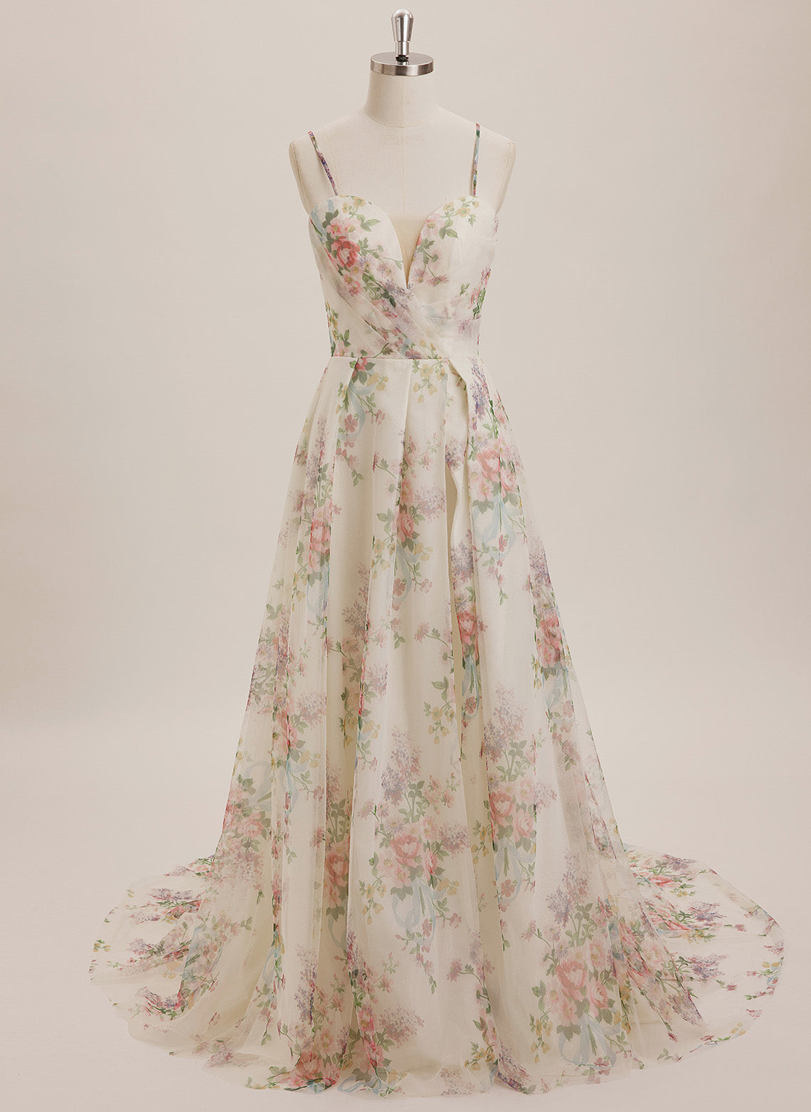 Ball-Gown/Princess Sweetheart Sweep Train Organza Maxi Dresses With Pleated