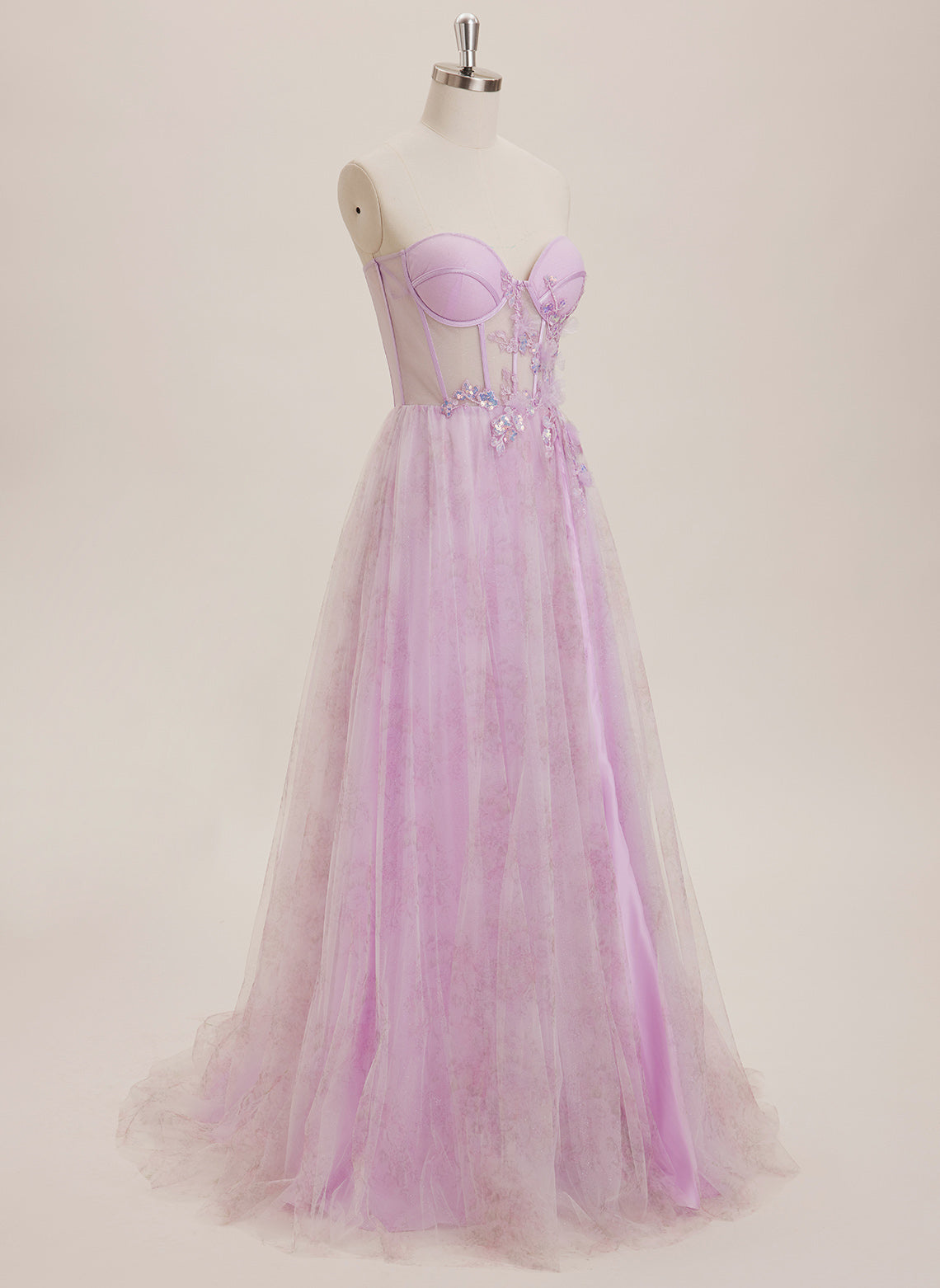 Ball-Gown/Princess Sweetheart Floor-Length Jersey Maxi Dresses With 3D Floral Sequins Appliques Lace