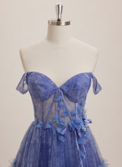 Ball-Gown/Princess V-Neck Sweep Train Tulle Maxi Dresses With Sequins 3D Floral