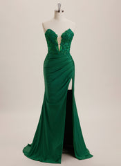 A-line V-Neck Sweep Train Jersey Maxi Dresses With Sequins