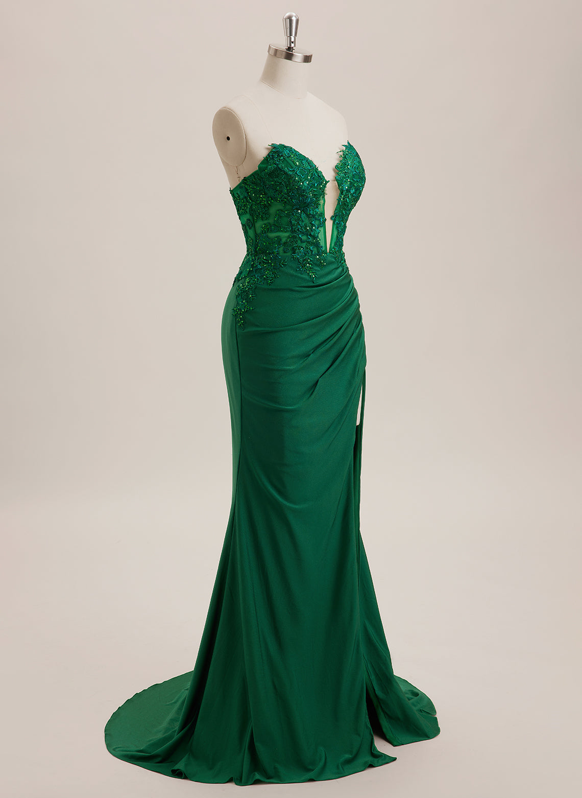 A-line V-Neck Sweep Train Jersey Maxi Dresses With Sequins