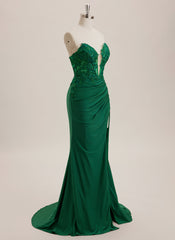 A-line V-Neck Sweep Train Jersey Maxi Dresses With Sequins