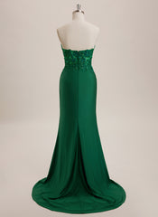 A-line V-Neck Sweep Train Jersey Maxi Dresses With Sequins